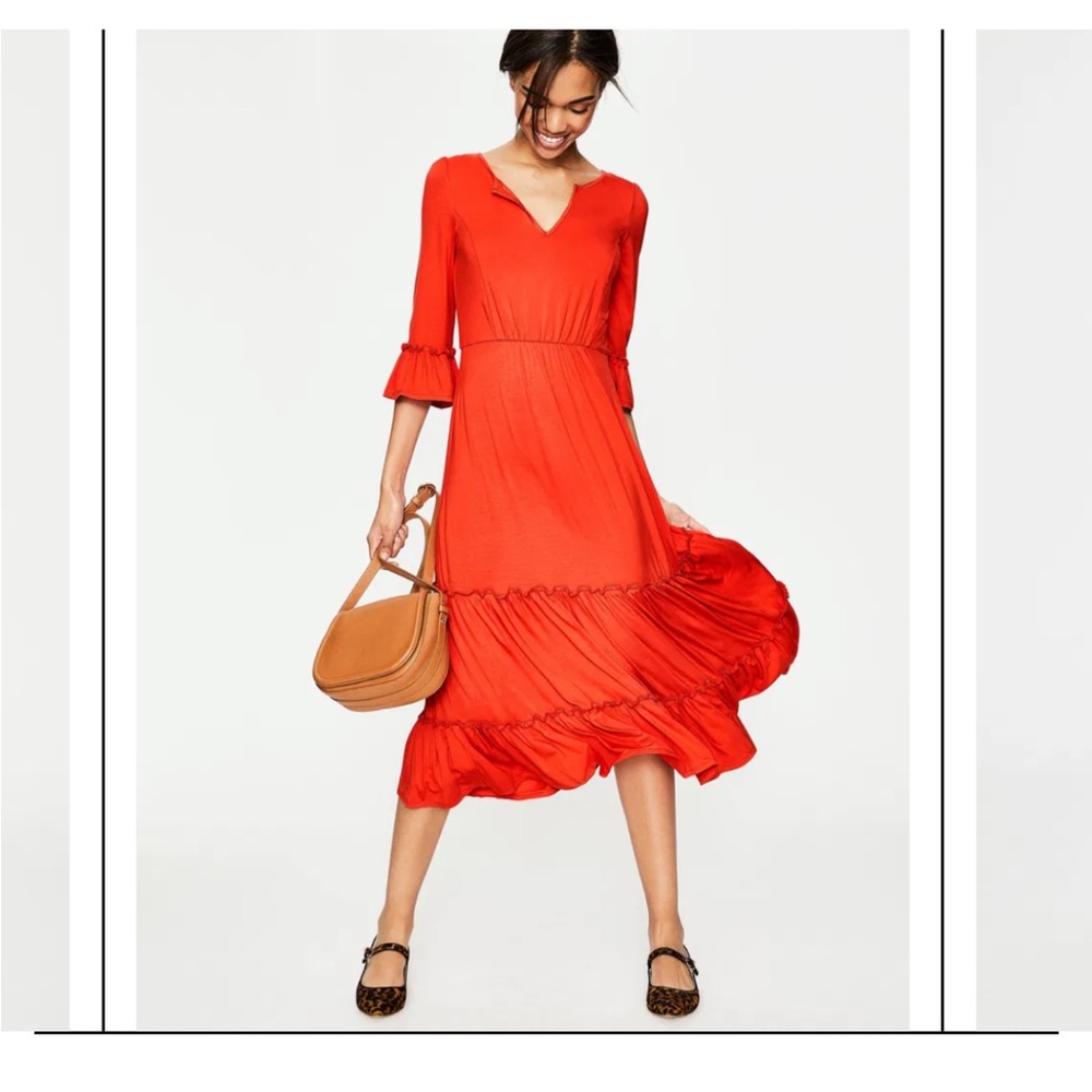 Boden Red Jordana Tiered Jersey Dress